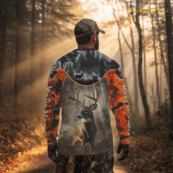 Custom 3D Deer Hunting Orange Camouflage Shirts for Men, Best Hunting Gifts for Hunters NBT231