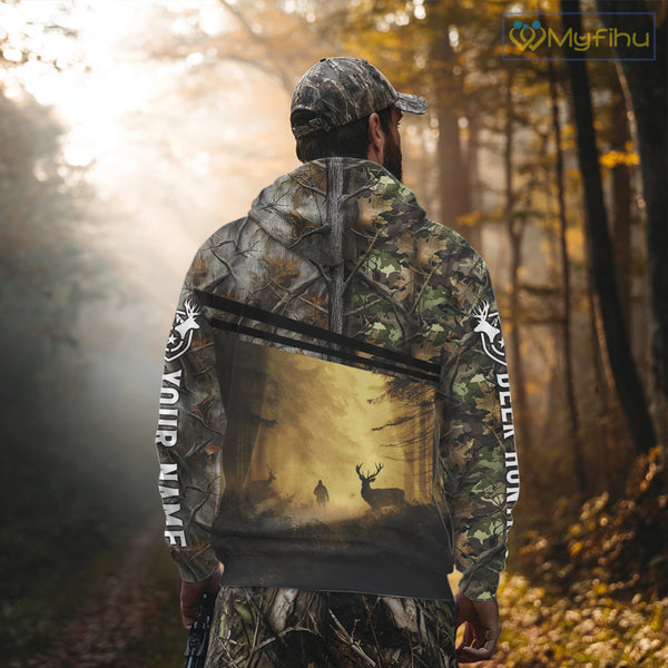 Whitetail Deer Hunting Custom Name Camouflage Shirt, Best for Hunting Season NBT286