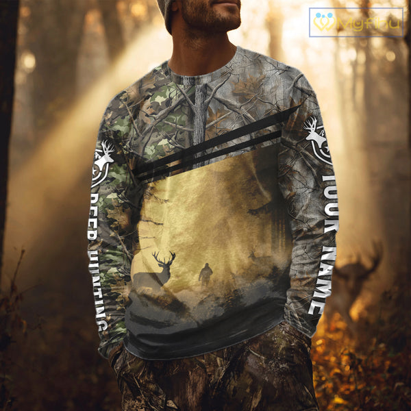 Whitetail Deer Hunting Custom Name Camouflage Shirt, Best for Hunting Season NBT286