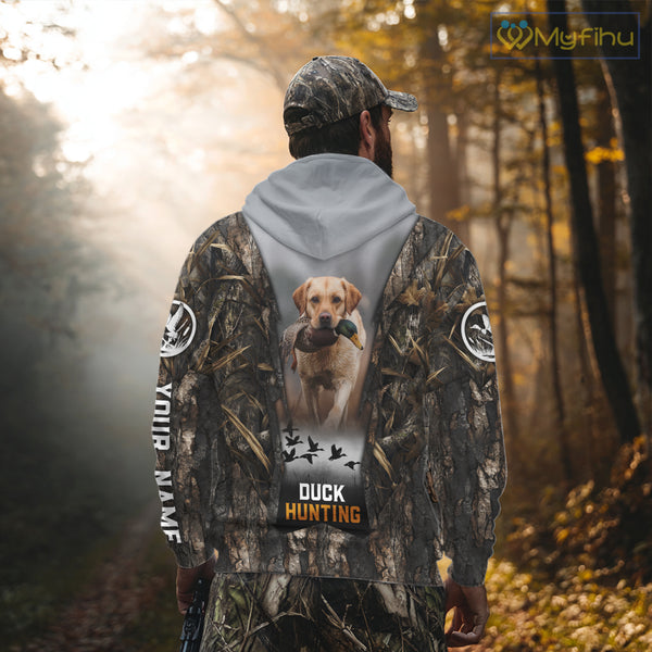 Mallard Duck Hunting Waterfowl Camo Custom Name Shirts for Men, Duck Hunting Clothing NBT288