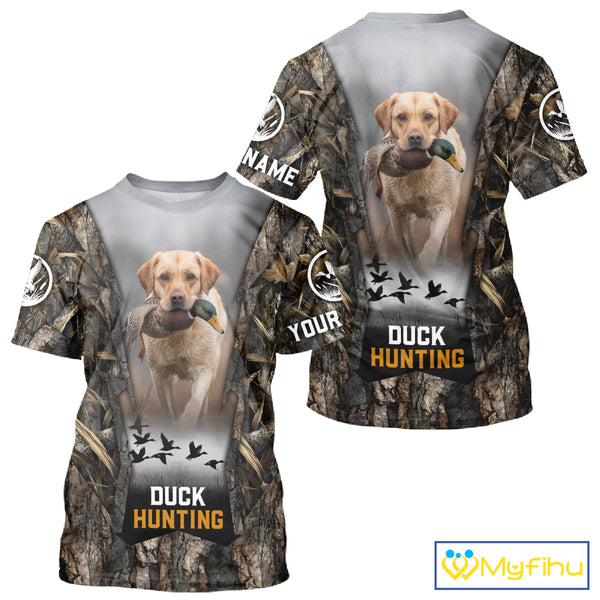 Mallard Duck Hunting Waterfowl Camo Custom Name Shirts for Men, Duck Hunting Clothing NBT288