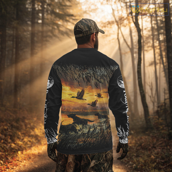 Duck Hunting Mallard Duck with Black Labrador Retriever Dog Custom Name Shirts, Hunting Gifts NBT146