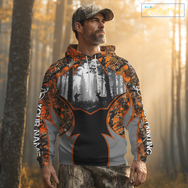 Whitetail Deer Hunting Orange Camouflage Full All-Over 3D for Men, Deer Hunting Gifts NBT242