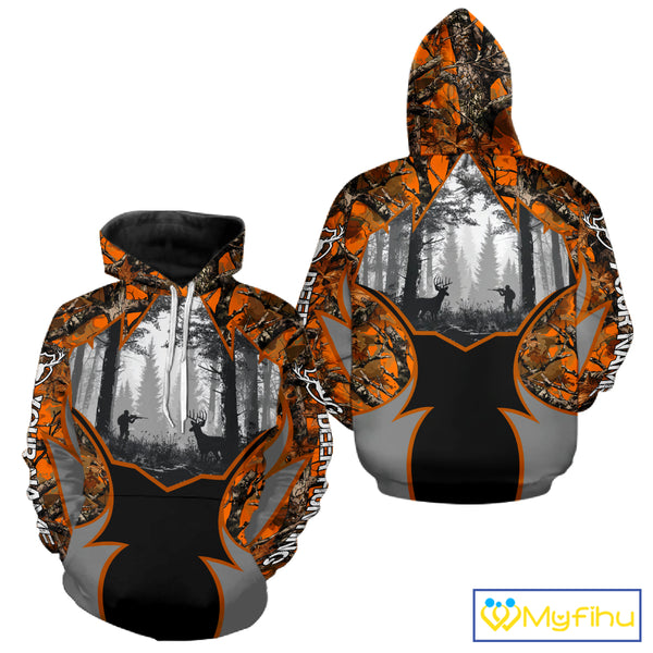 Whitetail Deer Hunting Orange Camouflage Full All-Over 3D for Men, Deer Hunting Gifts NBT242