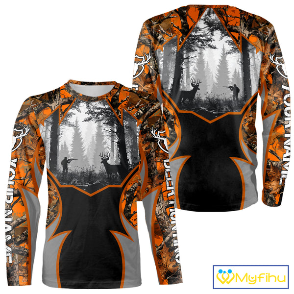 Whitetail Deer Hunting Orange Camouflage Full All-Over 3D for Men, Deer Hunting Gifts NBT242