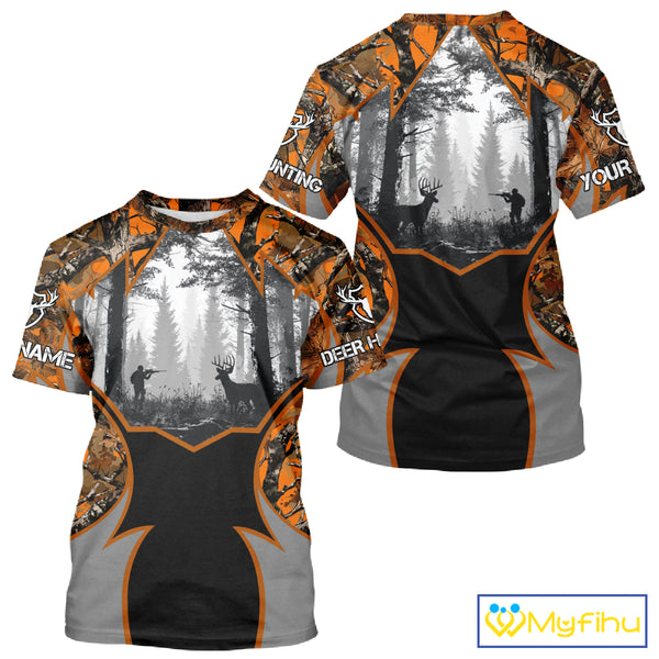 Whitetail Deer Hunting Orange Camouflage Full All-Over 3D for Men, Deer Hunting Gifts NBT242