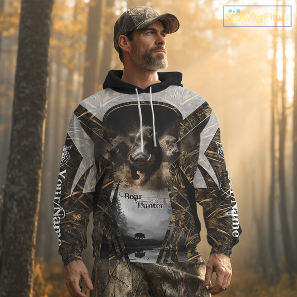 Beautiful Custom Camo Boar Hunting Shirt With Full All Over 3D Printing For Boar Hunters NBT162