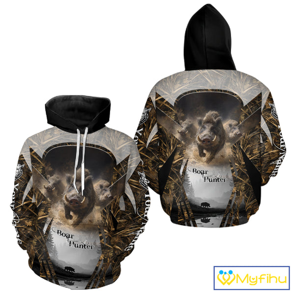 Beautiful Custom Camo Boar Hunting Shirt With Full All Over 3D Printing For Boar Hunters NBT162