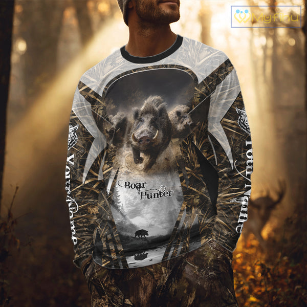Beautiful Custom Camo Boar Hunting Shirt With Full All Over 3D Printing For Boar Hunters NBT162