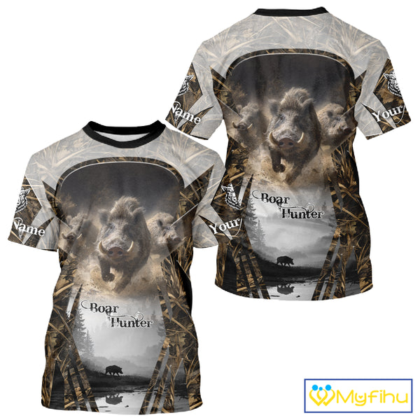 Beautiful Custom Camo Boar Hunting Shirt With Full All Over 3D Printing For Boar Hunters NBT162