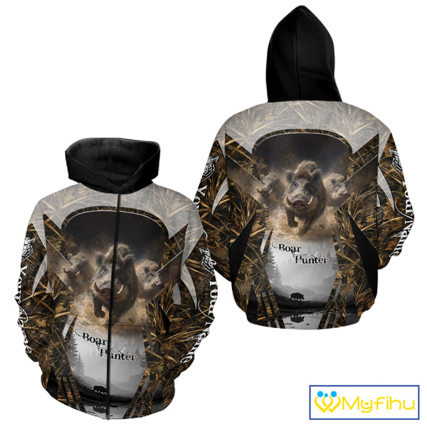 Beautiful Custom Camo Boar Hunting Shirt With Full All Over 3D Printing For Boar Hunters NBT162