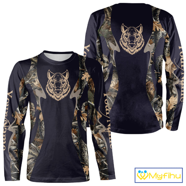 Best Wild Boar Hunting Camo Custom Name Shirts for Hunter, Gifts for Hunters NBT171