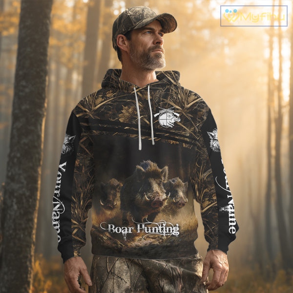 Wild Boar Hunting 3D Full Printing Personalized Camo Shirts for Boar Hunters, Boar Hunting Gifts NBT172