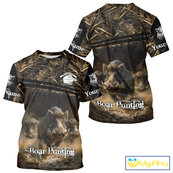 Wild Boar Hunting 3D Full Printing Personalized Camo Shirts for Boar Hunters, Boar Hunting Gifts NBT172