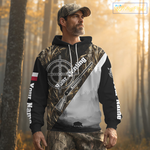 Wild Boar Hunting with Texas Flag and Scope 3D Custom Name Shirts, Boar Gifts for Hunters NBT173
