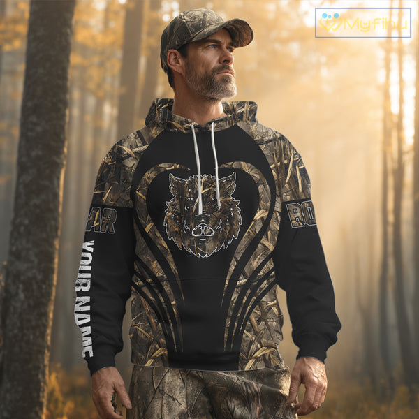 Boar Tattoo Hunting Shirt Custom Name 3D All Over Printed Shirt, Personalized Boar Shirt for Hunter NBT177