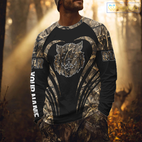 Boar Tattoo Hunting Shirt Custom Name 3D All Over Printed Shirt, Personalized Boar Shirt for Hunter NBT177