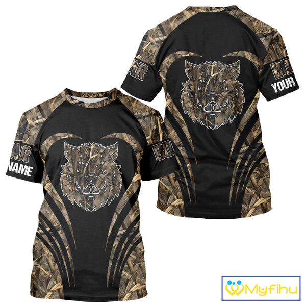 Boar Tattoo Hunting Shirt Custom Name 3D All Over Printed Shirt, Personalized Boar Shirt for Hunter NBT177