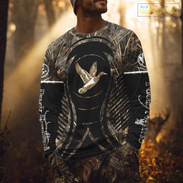Duck Hunting Camouflage 3D Printed Custom Name Shirts for Hunter, Duck Hunting Gifts NBT179