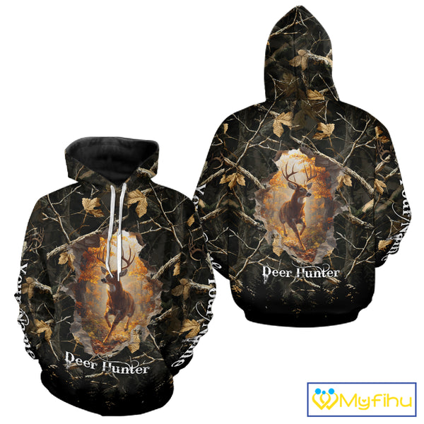 Personalized Whitetail Deer Hunting Camo 3D Print Custom Name Shirts, Hunting Gifts NBT85