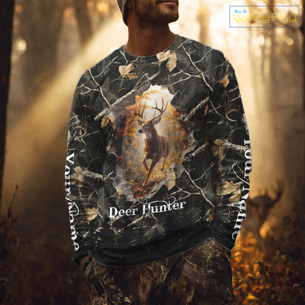 Personalized Whitetail Deer Hunting Camo 3D Print Custom Name Shirts, Hunting Gifts NBT85