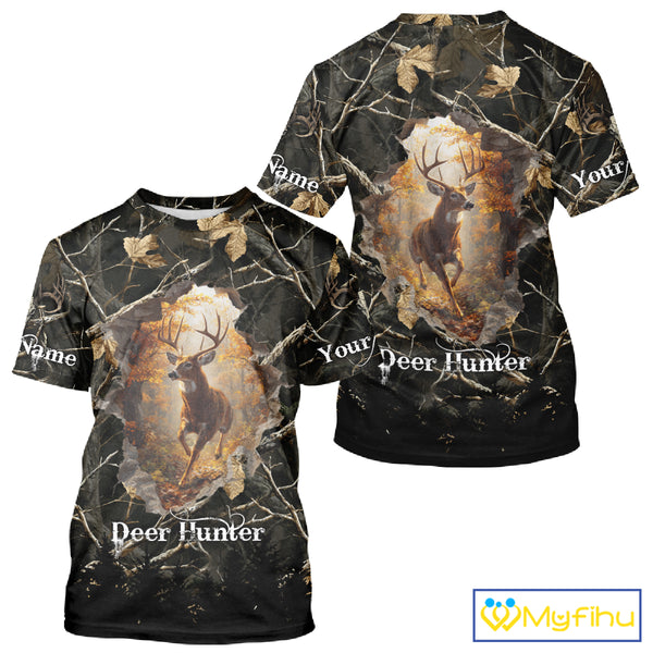 Personalized Whitetail Deer Hunting Camo 3D Print Custom Name Shirts, Hunting Gifts NBT85