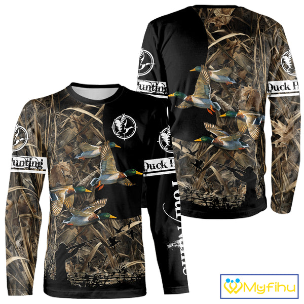 Mallard Duck Custom Camo 3D Hunting Shirts Best Hunting Clothes For Duck Hunting Season NBT264
