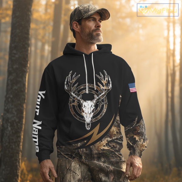 Deer Hunting Camo with US Flag 3D Printed Shirts for Men, Best Gift Ideas for Hunters NBT186