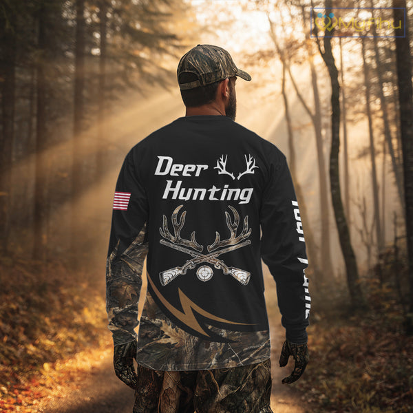 Deer Hunting Camo with US Flag 3D Printed Shirts for Men, Best Gift Ideas for Hunters NBT186