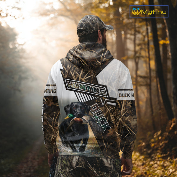 Black Lab Retriever Mallard Duck Hunting Camouflage Shirts, Duck Hunting Camo Shirt NBT199