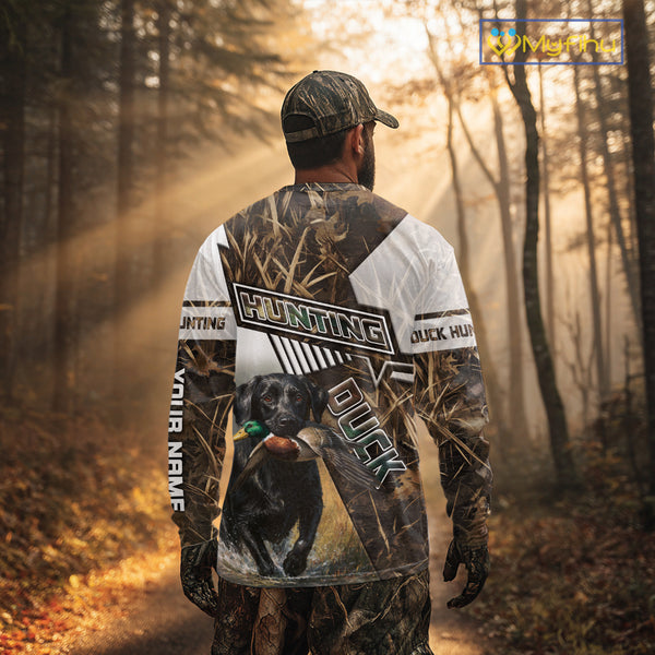 Black Lab Retriever Mallard Duck Hunting Camouflage Shirts, Duck Hunting Camo Shirt NBT199