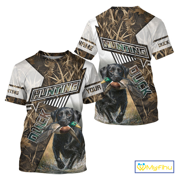 Black Lab Retriever Mallard Duck Hunting Camouflage Shirts, Duck Hunting Camo Shirt NBT199