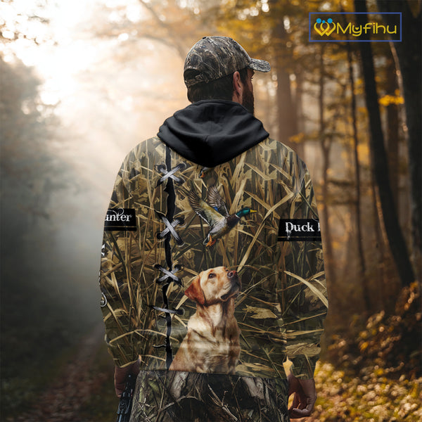 Duck Hunting Labrador Retriever 3D All Over Printed Camouflage Shirts, Duck Hunting Clothes NBT106