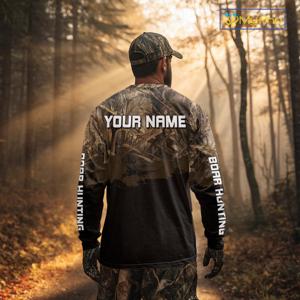 Custom Wild Boar Hunting Grass Camouflage 3D Printed Shirts, Hunting Gifts for Boar Hunter NBT201