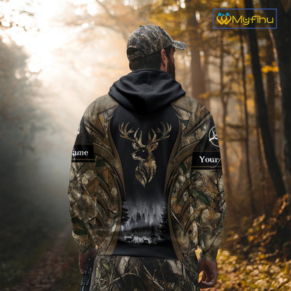 Brown Camo Deer Hunting 3D Prints Custom Name Shirts, Deer Hunting Clothes, Hunting Gifts NBT111