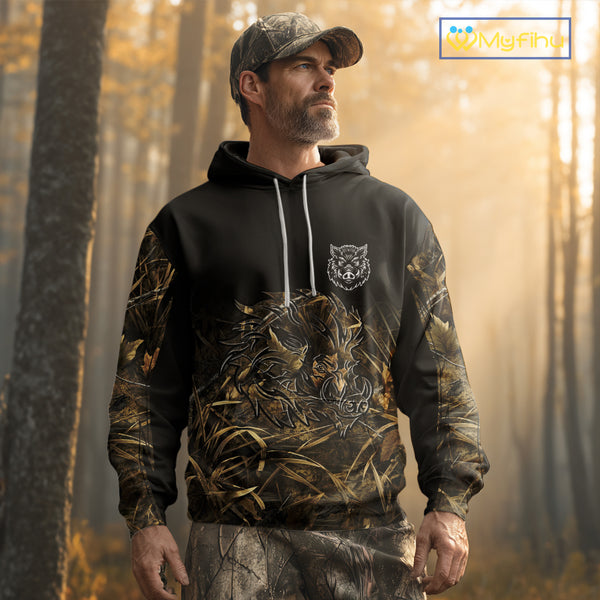 Wild Boar Hunting Camouflage 3D Custom Name Shirts, Custom Boar Hunting Gifts NBT207