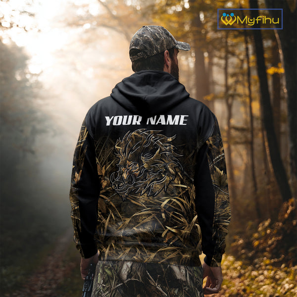 Wild Boar Hunting Camouflage 3D Custom Name Shirts, Custom Boar Hunting Gifts NBT207