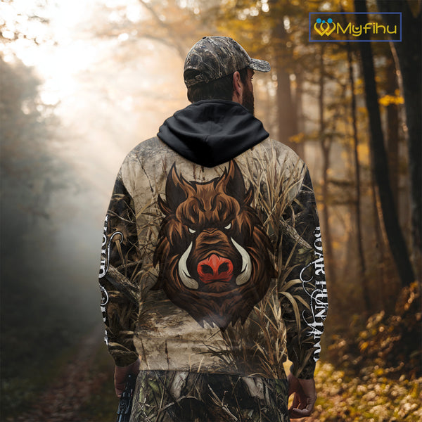 Boar Hunting Camouflage 3D All Over Printed Shirts, Personalized Hunting Clothing, Boar Hunting Camo Shirt NBT210