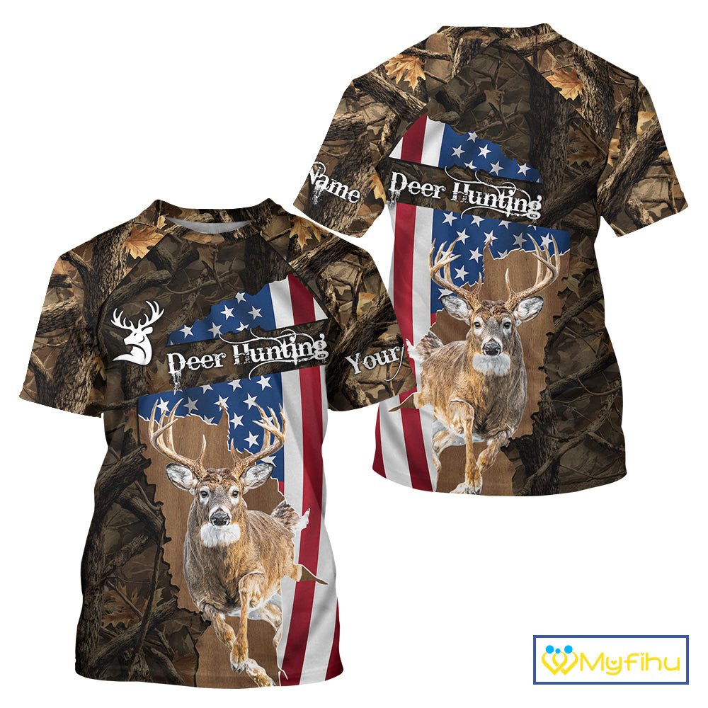 Forest Camo Deer Hunting Shirt American Flag Full All Over 3D Printed Hoodie For Men NBT321