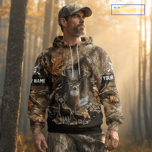 Brown Camo Deer Hunting 3D All Over Print Shirt, Custom Name Big Game for the Deer Hunter NBT29