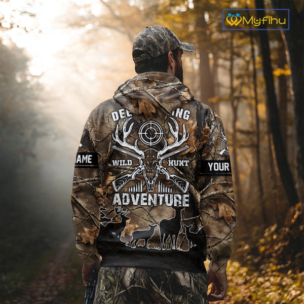 Brown Camo Deer Hunting 3D All Over Print Shirt, Custom Name Big Game for the Deer Hunter NBT29