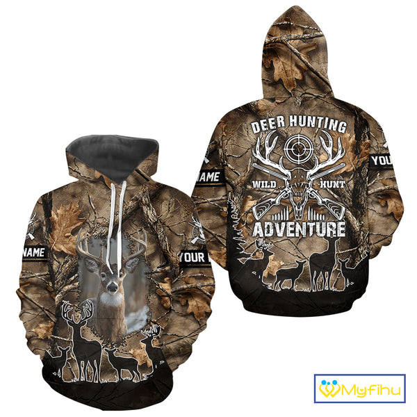 Brown Camo Deer Hunting 3D All Over Print Shirt, Custom Name Big Game for the Deer Hunter NBT29