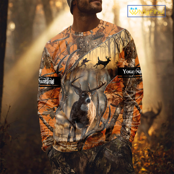 Fall Season Camo Whitetail Deer Hunting Shirt - Hunting Clothes for Men, Deer Hunting Gifts NBT31