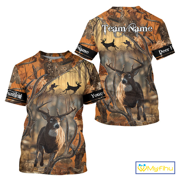Fall Season Camo Whitetail Deer Hunting Shirt - Hunting Clothes for Men, Deer Hunting Gifts NBT31