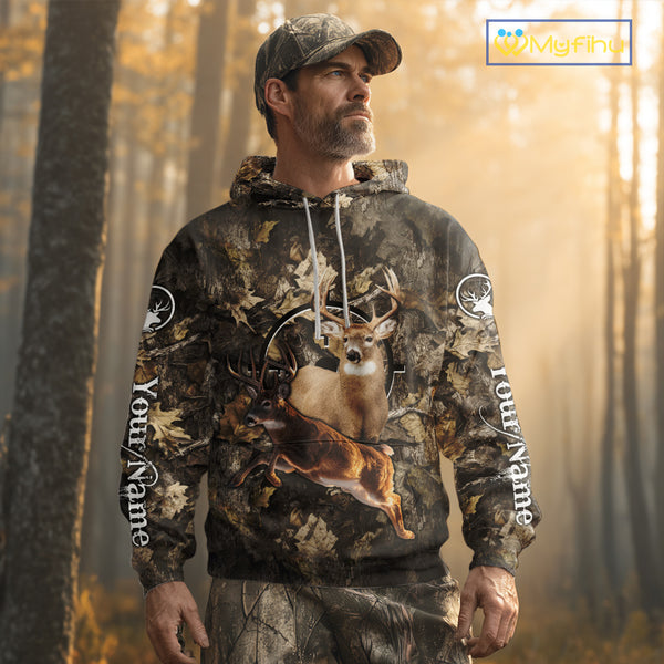 Whitetail Deer Custom Name 3D All Over Printed Shirts, Deer Hunting Clothes, Hunting Season NBT334