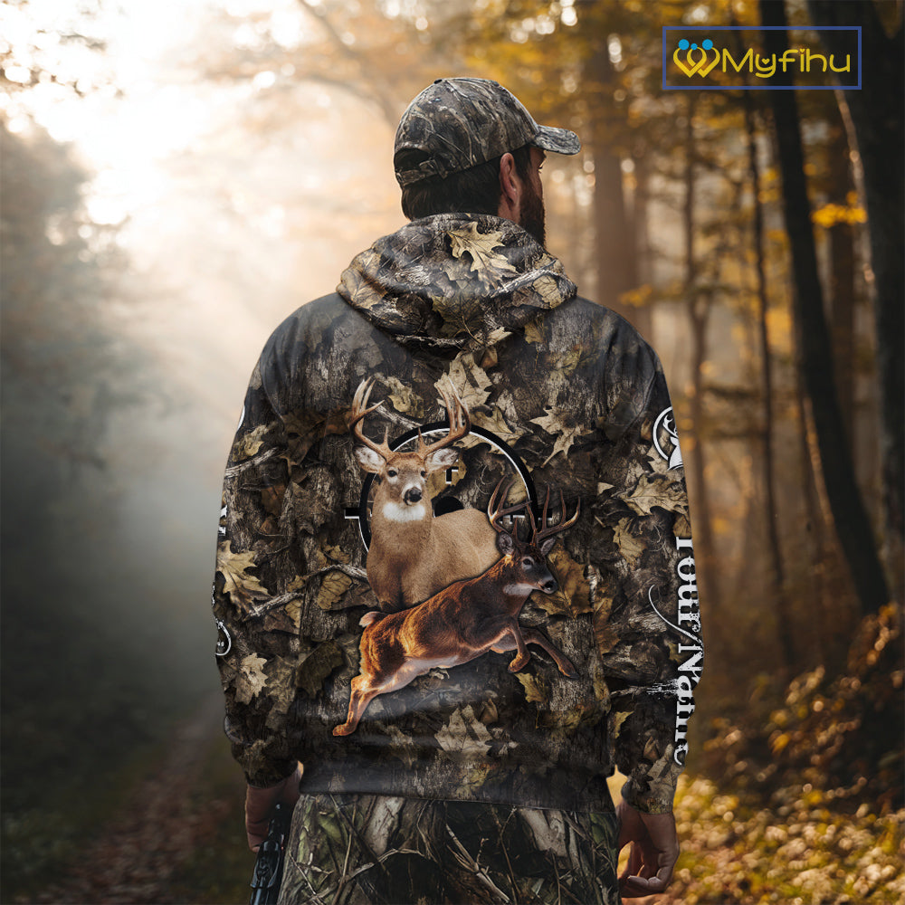 Whitetail Deer Custom Name 3D All Over Printed Shirts, Deer Hunting Clothes, Hunting Season NBT334
