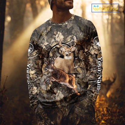 Whitetail Deer Custom Name 3D All Over Printed Shirts, Deer Hunting Clothes, Hunting Season NBT334