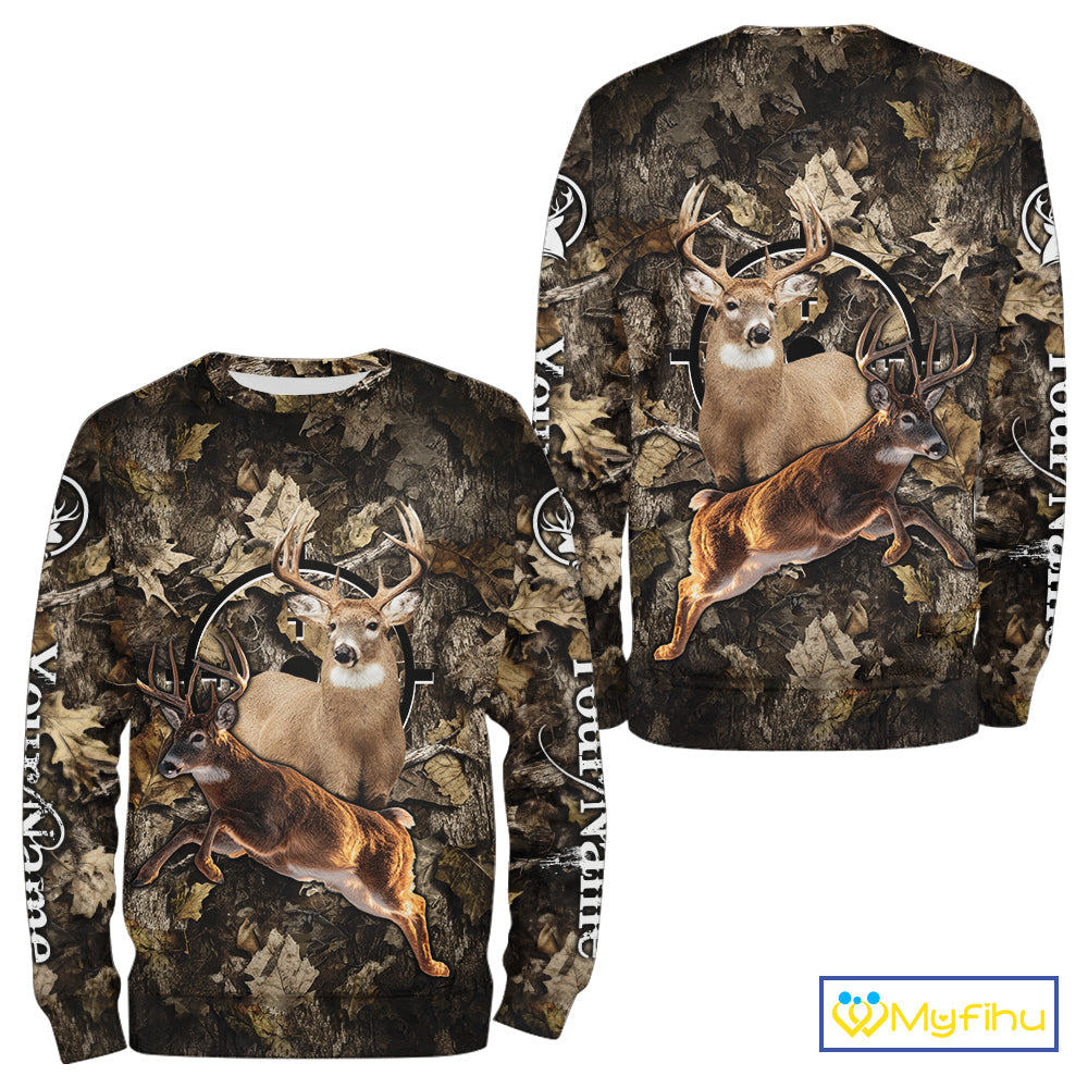 Whitetail Deer Custom Name 3D All Over Printed Shirts, Deer Hunting Clothes, Hunting Season NBT334