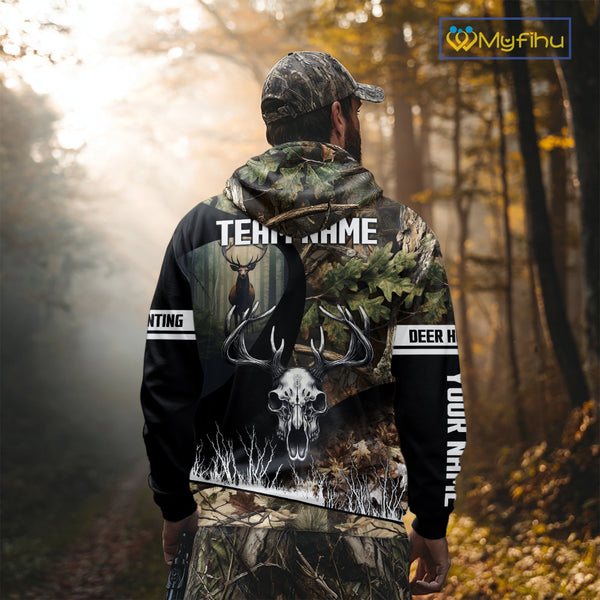 Camo Deer Hunting Shirt with Antlers Skull – Personalized Hunting Clothes, Hunting Gifts for Men NBT43