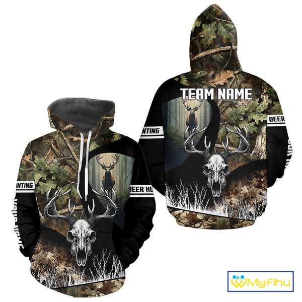 Camo Deer Hunting Shirt with Antlers Skull – Personalized Hunting Clothes, Hunting Gifts for Men NBT43